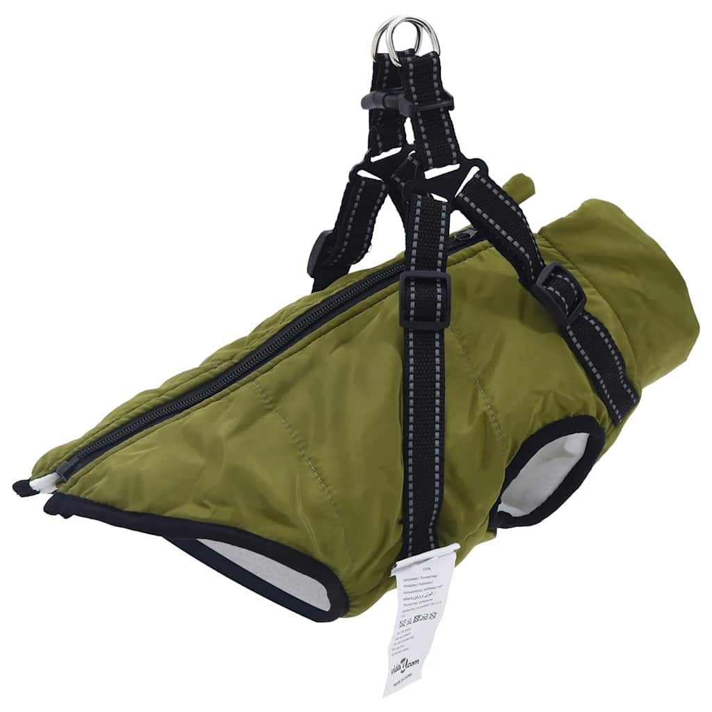 Hundtäcke med sele vattentät reflex armégrön L36