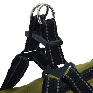 Hundtäcke med sele vattentät reflex armégrön L52