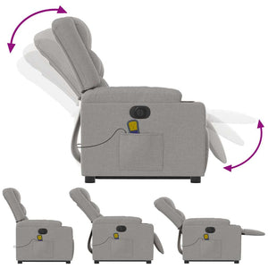 Elektrisk massagefåtölj med uppresningshjälp molngrå tyg