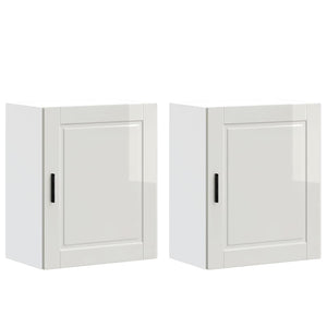 Väggskåp för kök 2 delar Porto högglans vit konstruerat trä