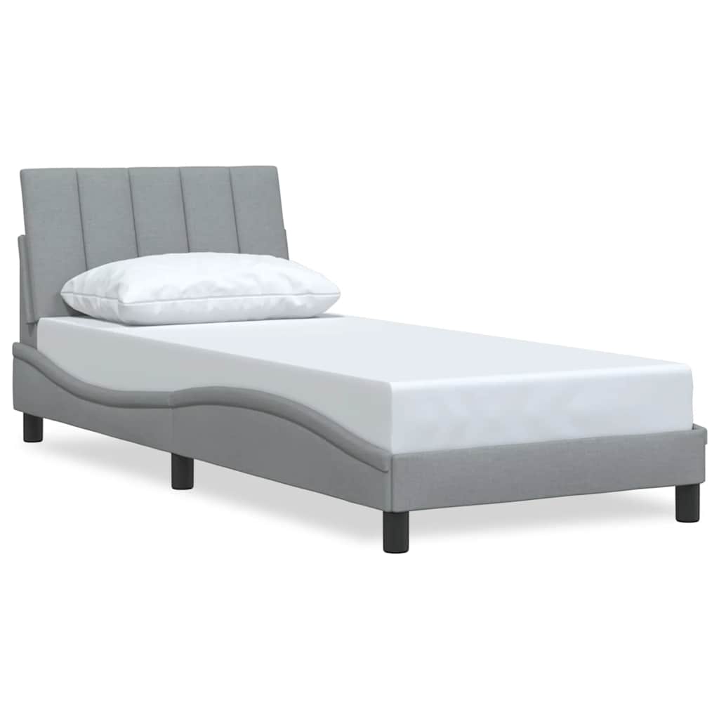 Bed Frame without Mattress "Hanko" Light Grey 80x200 cm Fabric