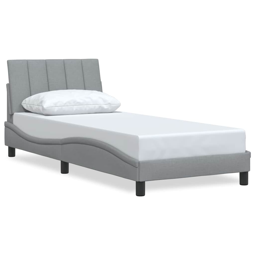 Bed Frame without Mattress "Hanko" Light Grey 90x190 cm Fabric