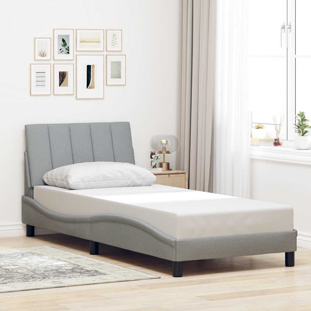 Bed Frame without Mattress "Hanko" Light Grey 90x190 cm Fabric