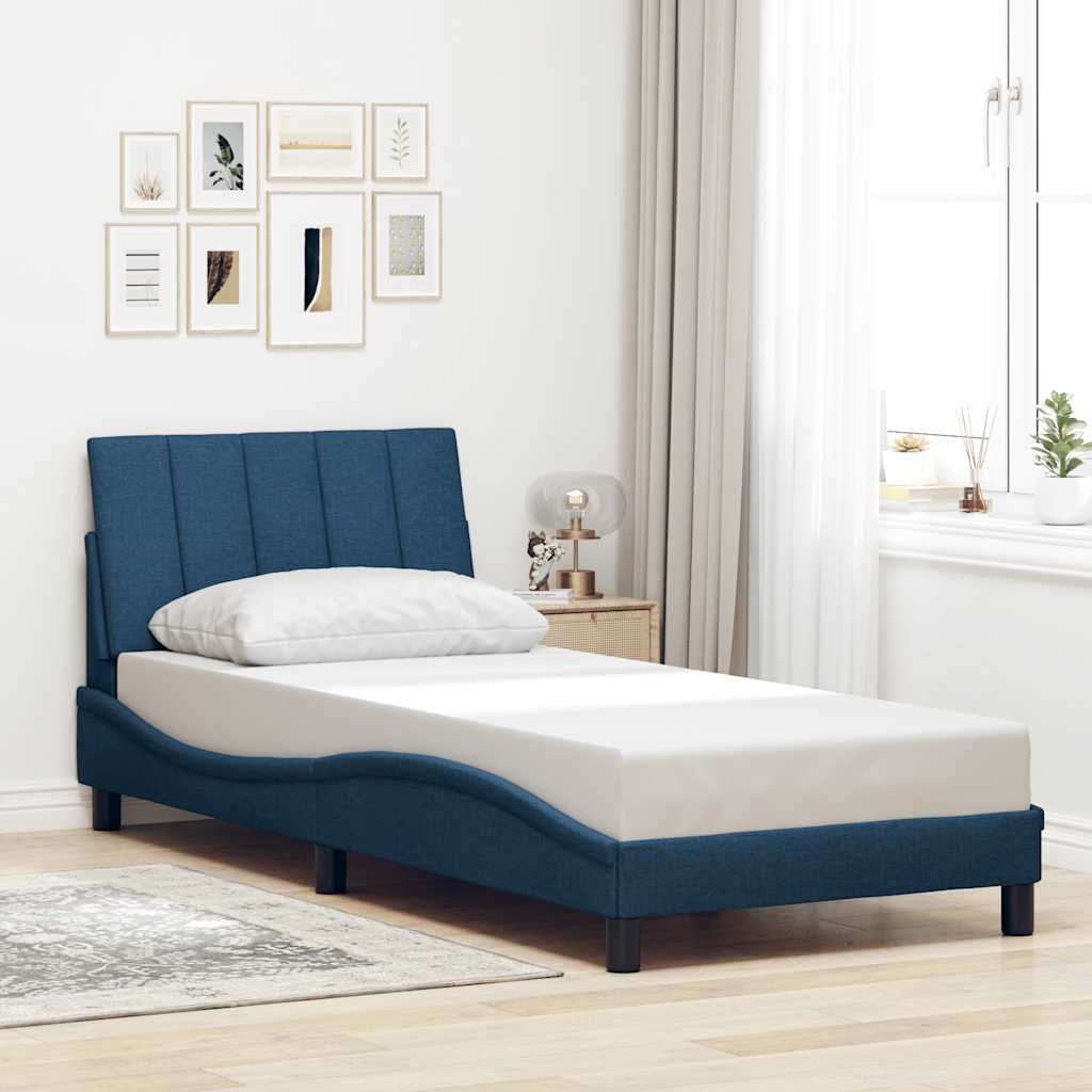 Bed Frame without Mattress "Hanko" Blue 90x190 cm Fabric