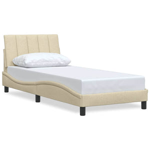 Bed Frame without Mattress "Hanko" Cream 90x200 cm Fabric