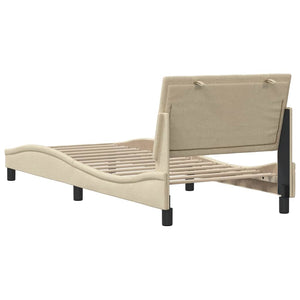 Bed Frame without Mattress "Hanko" Cream 90x200 cm Fabric