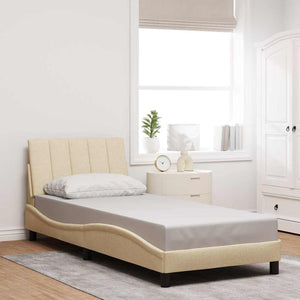 Bed Frame without Mattress "Hanko" Cream 90x200 cm Fabric