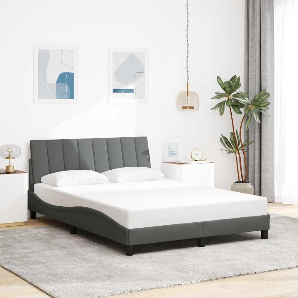 Bed Frame without Mattress "Hanko" Dark Grey 120x200 cm Fabric