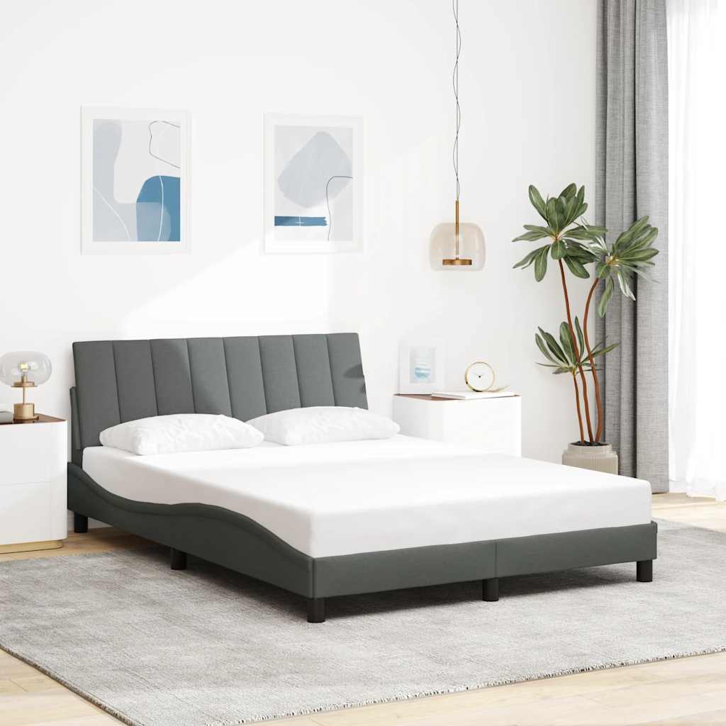 Bed Frame without Mattress "Hanko" Dark Grey 140x190 cm Fabric