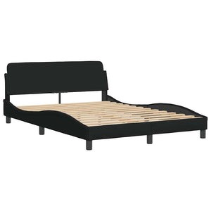 Bed Frame without Mattress "Hanko" Black 140x190 cm Fabric