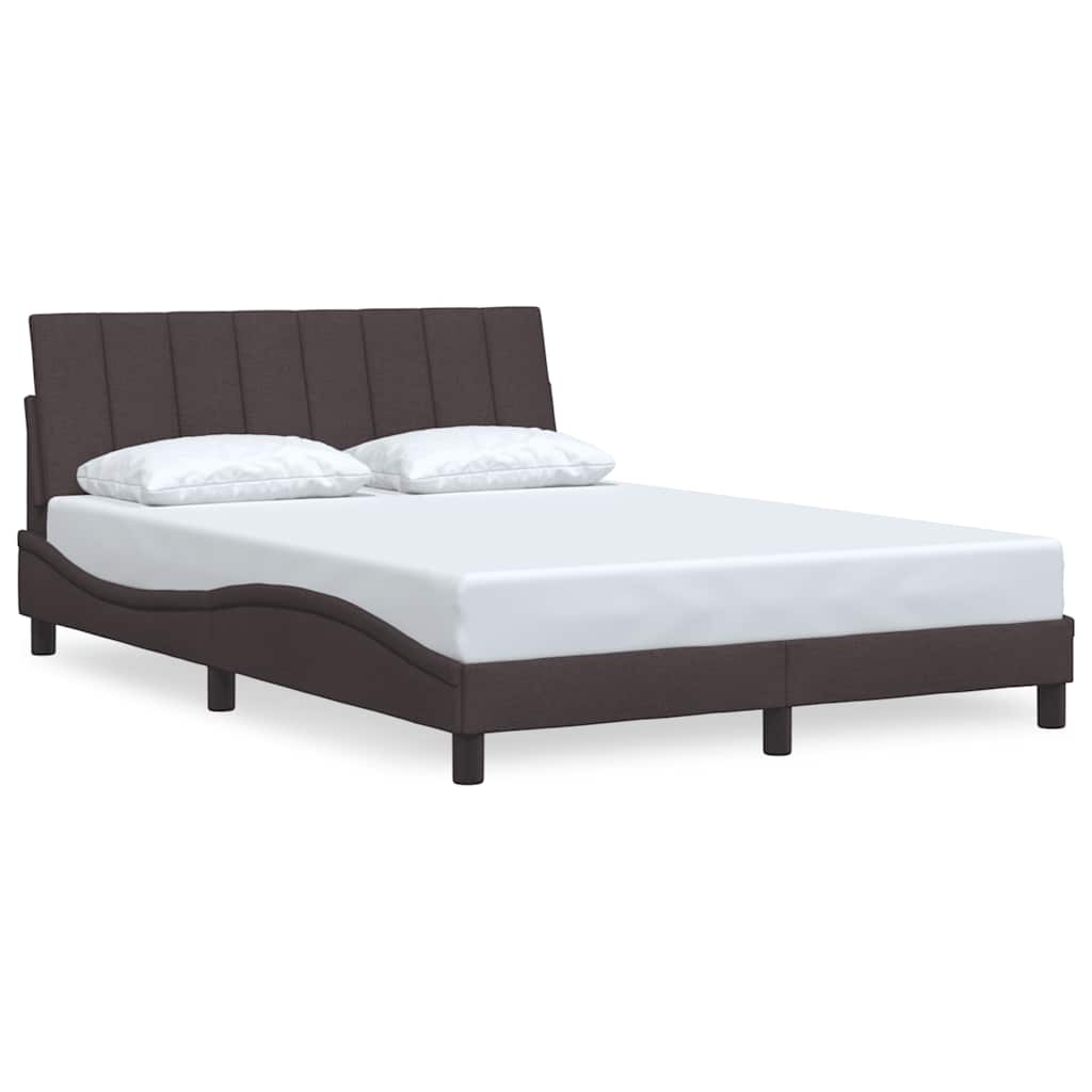 Bed Frame without Mattress "Hanko" Dark Brown 140x190 cm Fabric