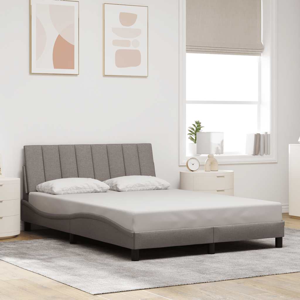 Bed Frame without Mattress "Hanko" Taupe 140x190 cm Fabric