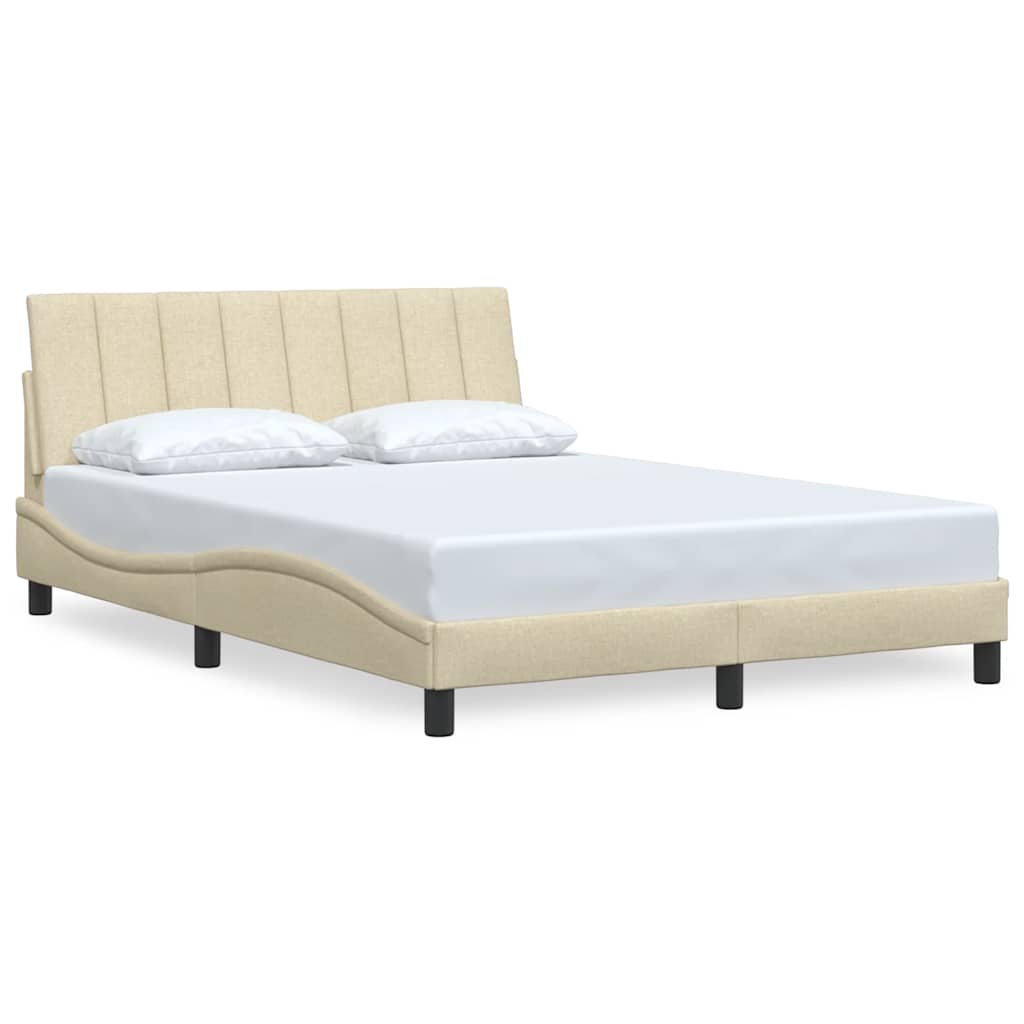 Bed Frame without Mattress "Hanko" Cream 140x190 cm Fabric