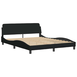 Bed Frame without Mattress "Hanko" Black 160x200 cm Fabric