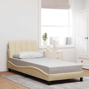 Bed Frame without Mattress "Hanko" Cream 80x200cm Fabric