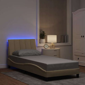 Bed Frame without Mattress "Hanko" Cream 80x200cm Fabric