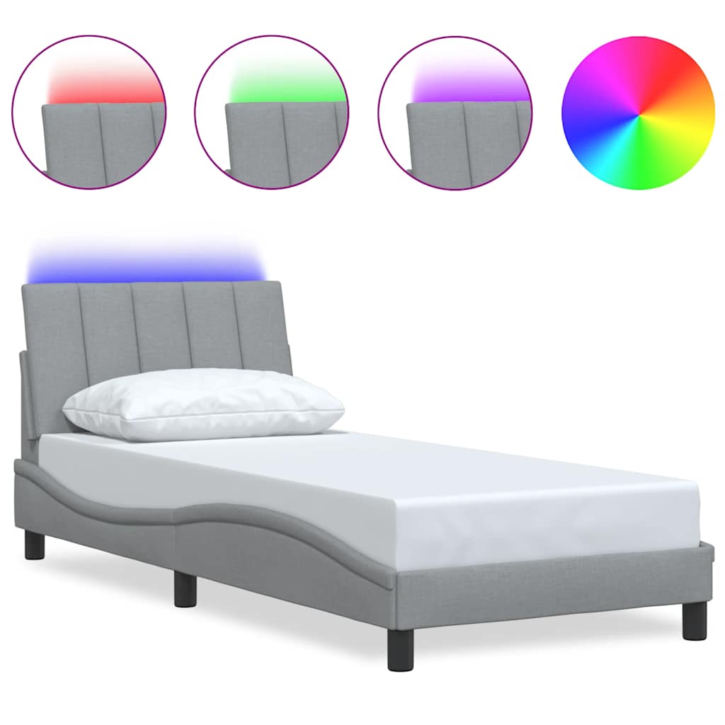 Bed Frame without Mattress "Hanko" Light Grey 90x190cm Fabric