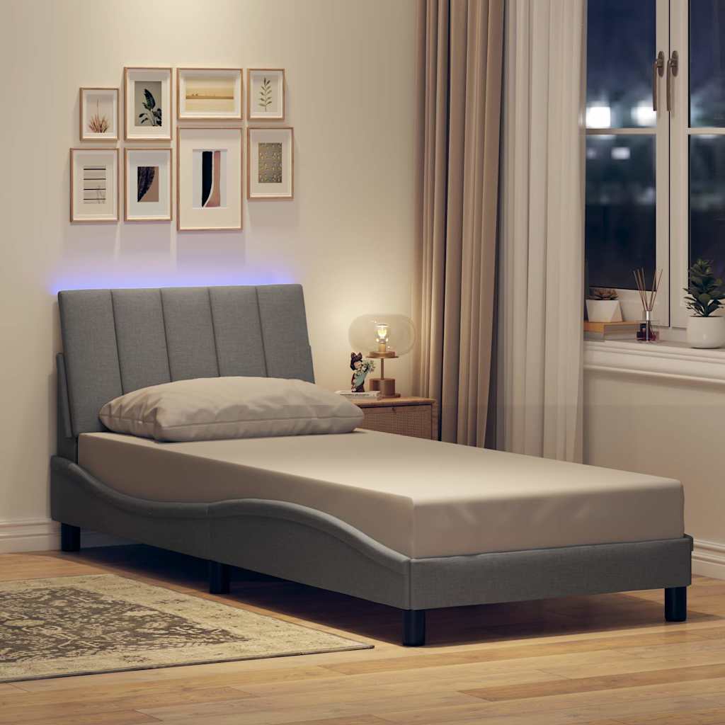 Bed Frame without Mattress "Hanko" Light Grey 90x190cm Fabric