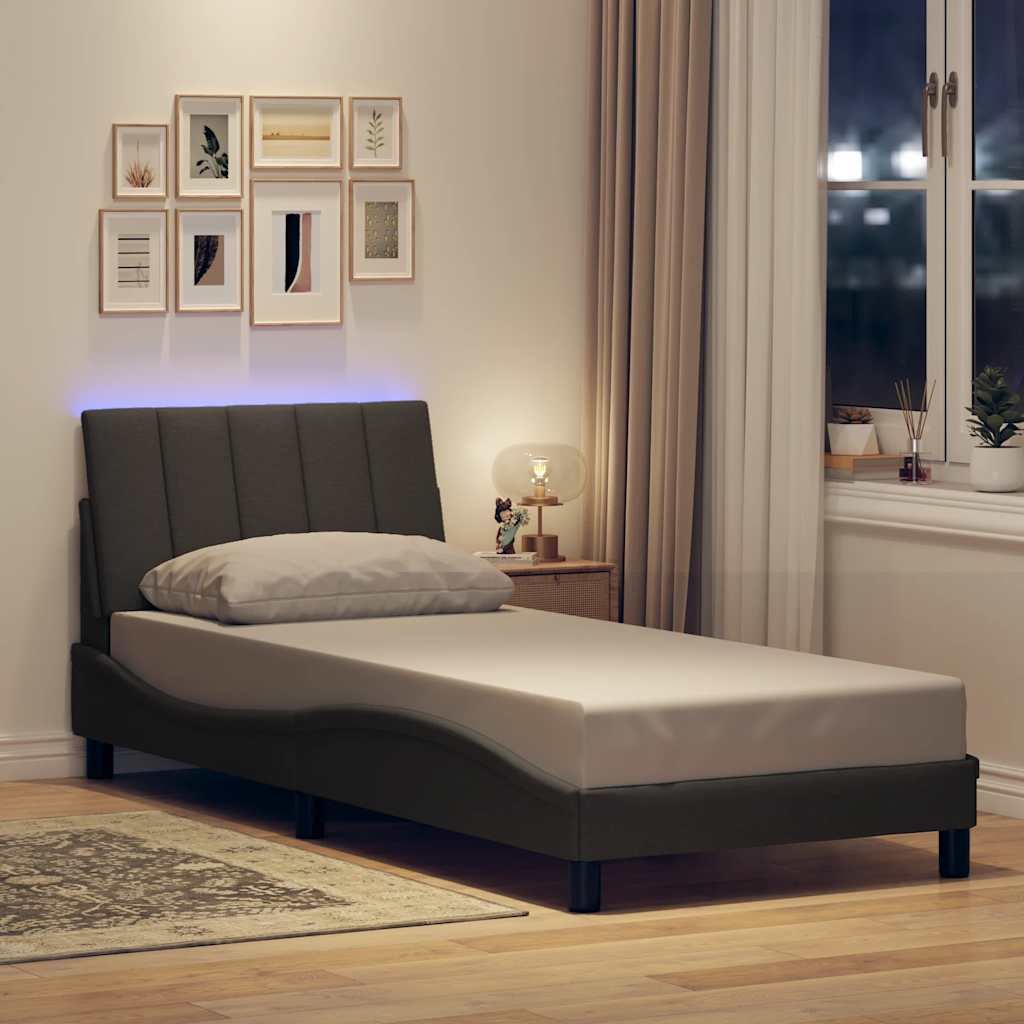 Bed Frame without Mattress "Hanko" Dark Grey 90x190cm Fabric