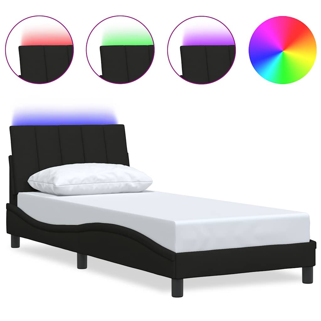 Bed Frame without Mattress "Hanko" Black 90x200cm Fabric