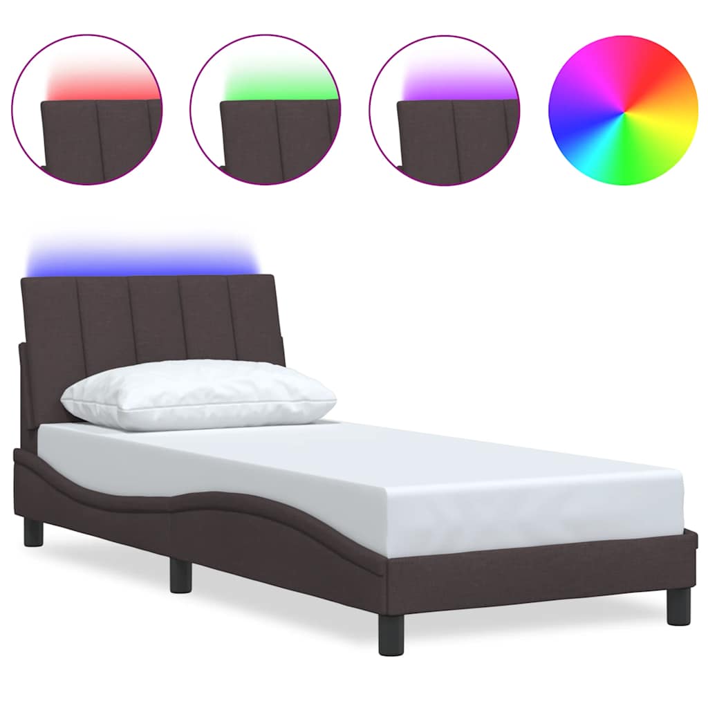 Bed Frame without Mattress "Hanko" Dark Brown 90x200cm Fabric