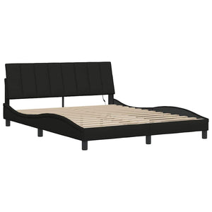 Bed Frame without Mattress "Hanko" Black 160x200cm Fabric