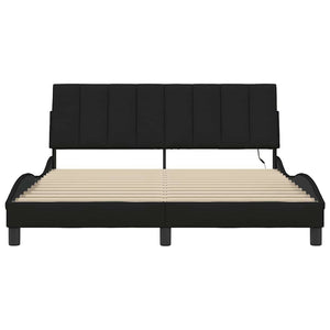 Bed Frame without Mattress "Hanko" Black 160x200cm Fabric