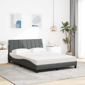 Bed with Mattress "Hanko" Dark Grey 140x190 cm Fabric