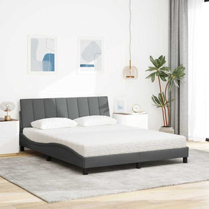 Bed with Mattress "Hanko" Dark Grey 160x200 cm Fabric