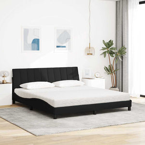 Bed with Mattress "Hanko" Black 180x200 cm Fabric
