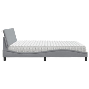 Bed with Mattress "Hanko" Light Grey 200x200 cm Fabric