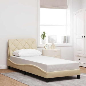 Bed Frame without Mattress Cream 80x200 cm Fabric