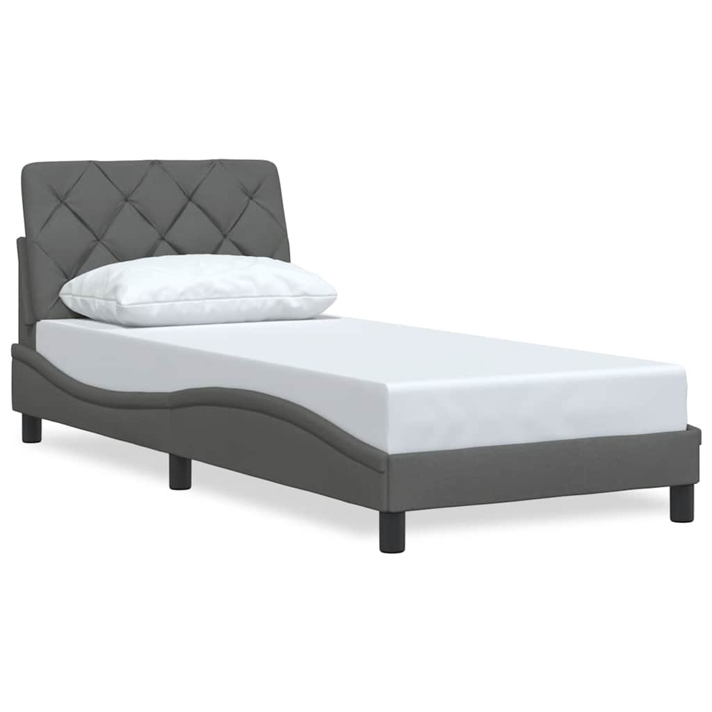Bed Frame without Mattress Dark Grey 90x190 cm Fabric