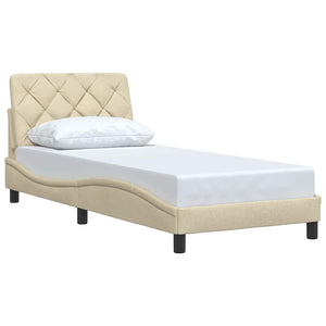 Bed Frame without Mattress Cream 90x190 cm Fabric