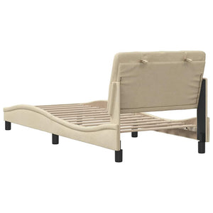 Bed Frame without Mattress Cream 90x190 cm Fabric