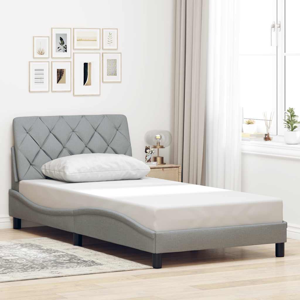 Bed Frame without Mattress Light Grey 100x200 cm Fabric