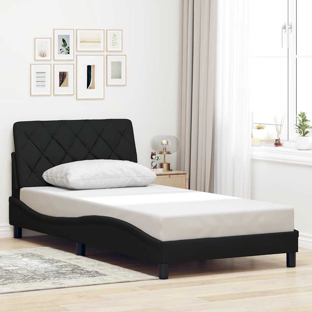 Bed Frame without Mattress Black 100x200 cm Fabric