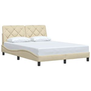 Bed Frame without Mattress Cream 120x200 cm Fabric
