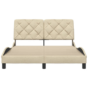 Bed Frame without Mattress Cream 120x200 cm Fabric