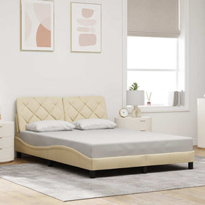 Bed Frame without Mattress Cream 120x200 cm Fabric