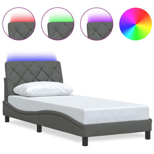 Bed Frame with LED without Mattress Dark Grey 80x200 cm Fabric