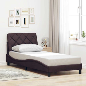 Bed Frame with LED without Mattress Dark Brown 80x200 cm Fabric