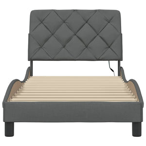 Bed Frame with LED without Mattress Dark Grey 90x200 cm Fabric