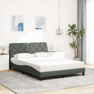 Bed Frame with LED without Mattress Dark Grey 140x200 cm Fabric