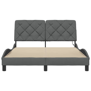 Bed Frame with LED without Mattress Dark Grey 140x200 cm Fabric