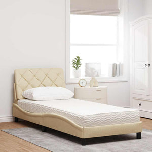 Bed with Mattress Cream 90x190 cm Fabric