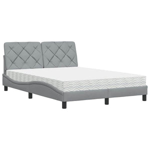 Bed with Mattress Light Grey 120x200 cm Fabric