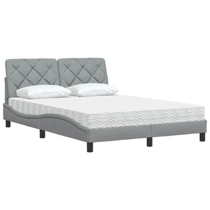 Bed with Mattress Light Grey 120x200 cm Fabric