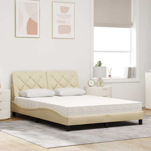 Bed with Mattress Cream 120x200 cm Fabric