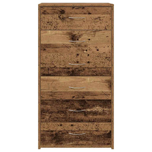 Skänk med 6 lådor åldrat trä 50x34x96 cm konstruerat trä